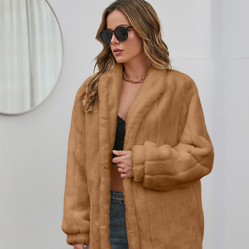 Winter Velvet Artificial Fur Coats for Women-Coats & Jackets-Brown-S-Free Shipping at meselling99