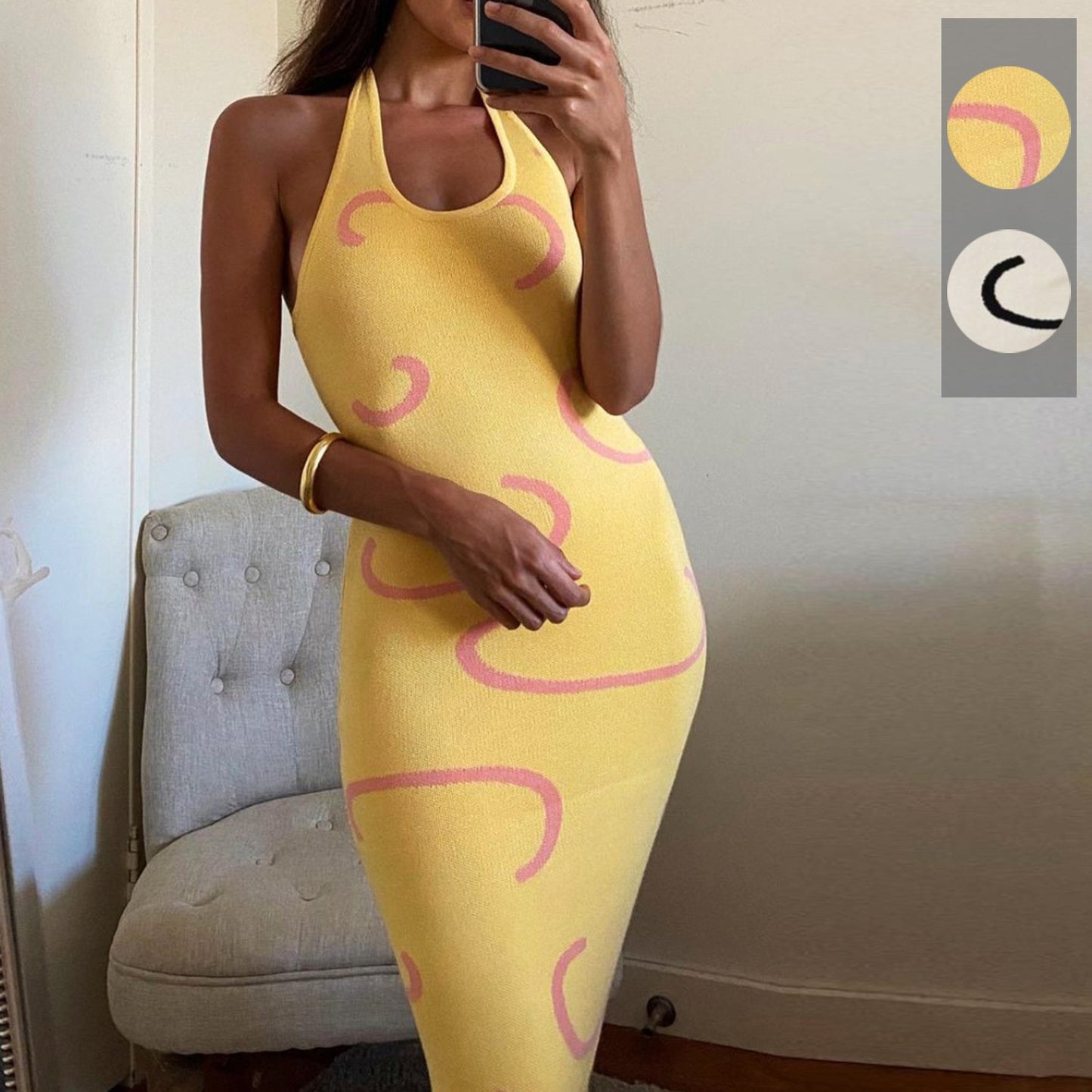 New Fashion Sexy Knitting Backless Halter Long Dresses-Sexy Dresses-Free Shipping at meselling99