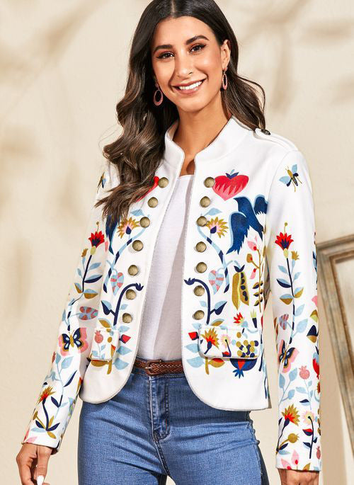 Classy Fashion Floral Print Cardigan Top Coats-Women Outerwear-Free Shipping at meselling99