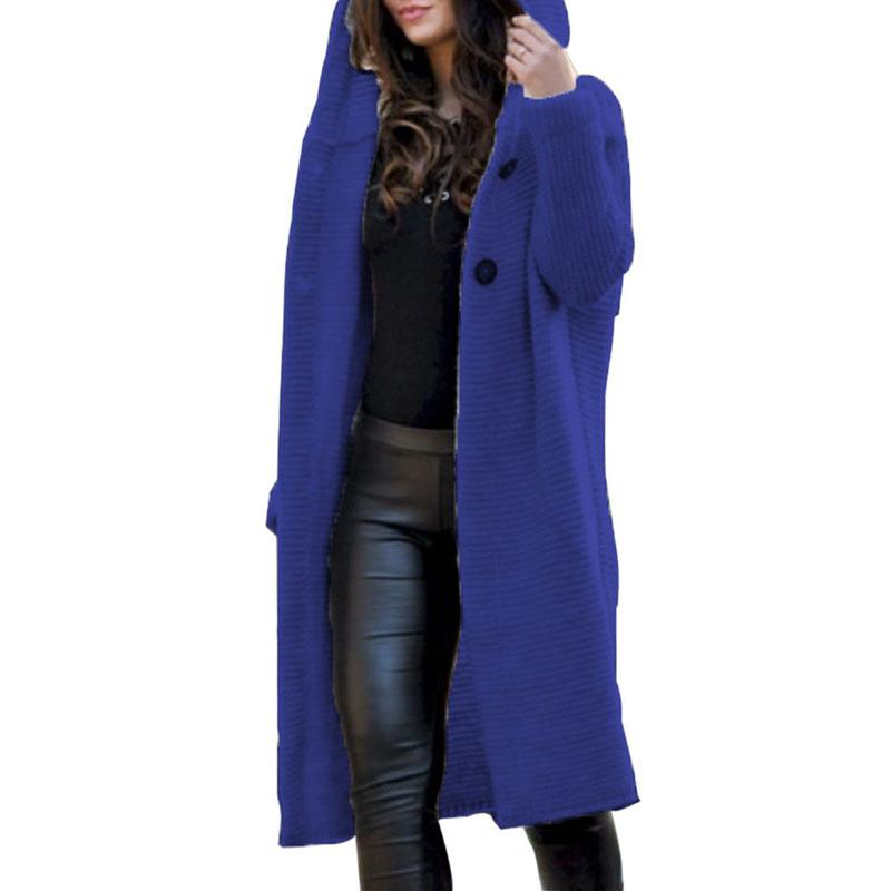 Fall Kntting Long Knitting Cardigan Sweaters-Blue-S-Free Shipping at meselling99