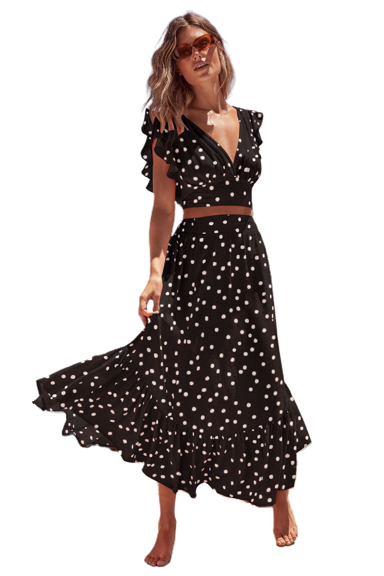 Casual Summer Bohemian Two Pieces Dresses-Dresses-Black-S-Free Shipping at meselling99