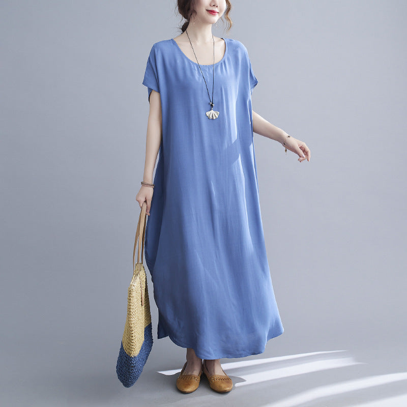 Summer Simple Design Long Cozy Dresses-Dresses-Light Blue-One Size (45-75KG)-Free Shipping at meselling99