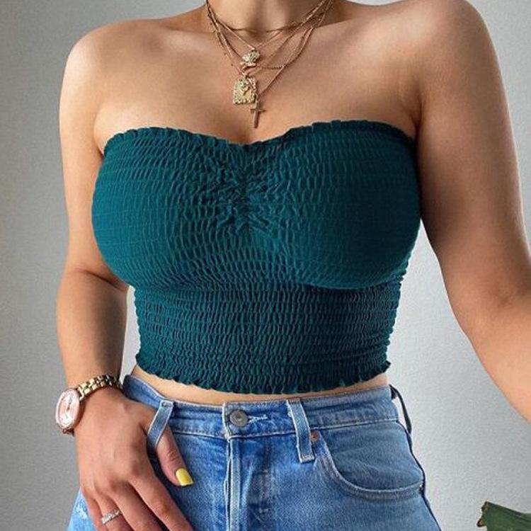 Women Summer Strapless Sheath Crop Tops-2-S-Free Shipping at meselling99