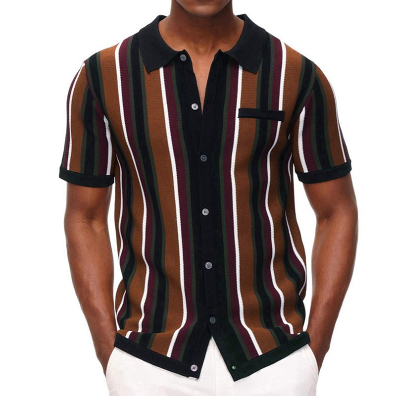 Striped Summer Striped Men T Shirts-Shirts & Tops-Striped-S-Free Shipping at meselling99