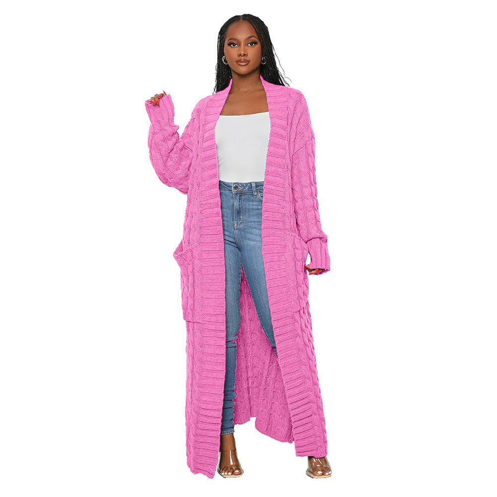 Casual Long Knitting Cardigan Overcoats for Women-Pink-S-Free Shipping at meselling99