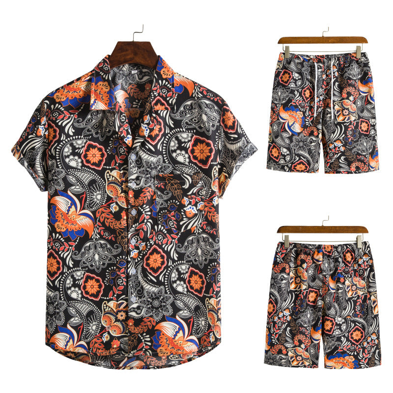Summer Hawaii Floral Men‘s Beach Sets-Suits-TZ06-M-Free Shipping at meselling99
