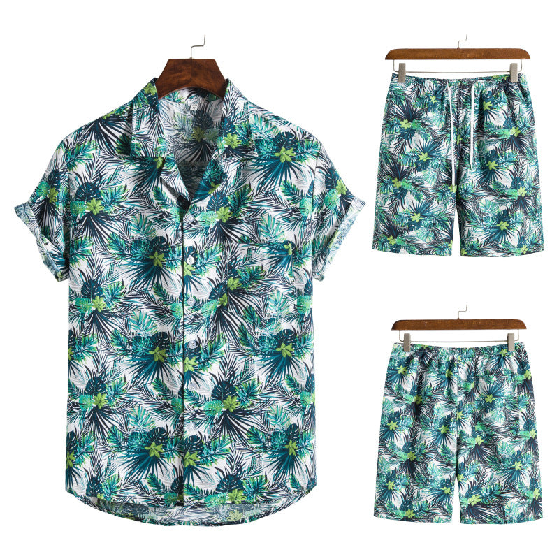 Summer Hawaii Floral Men‘s Beach Sets-Suits-TZ05-M-Free Shipping at meselling99