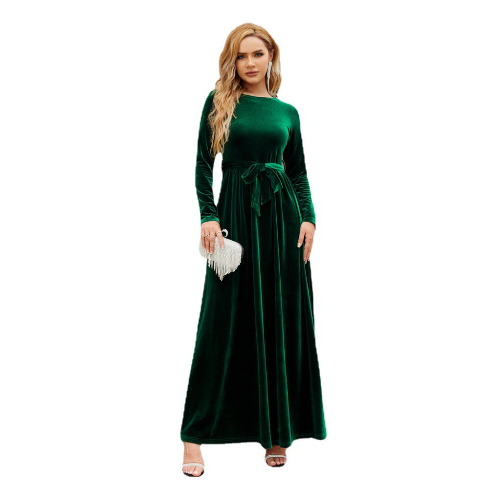 Elegant Velvet Long Sleeves Dresses-Dresses-Free Shipping at meselling99