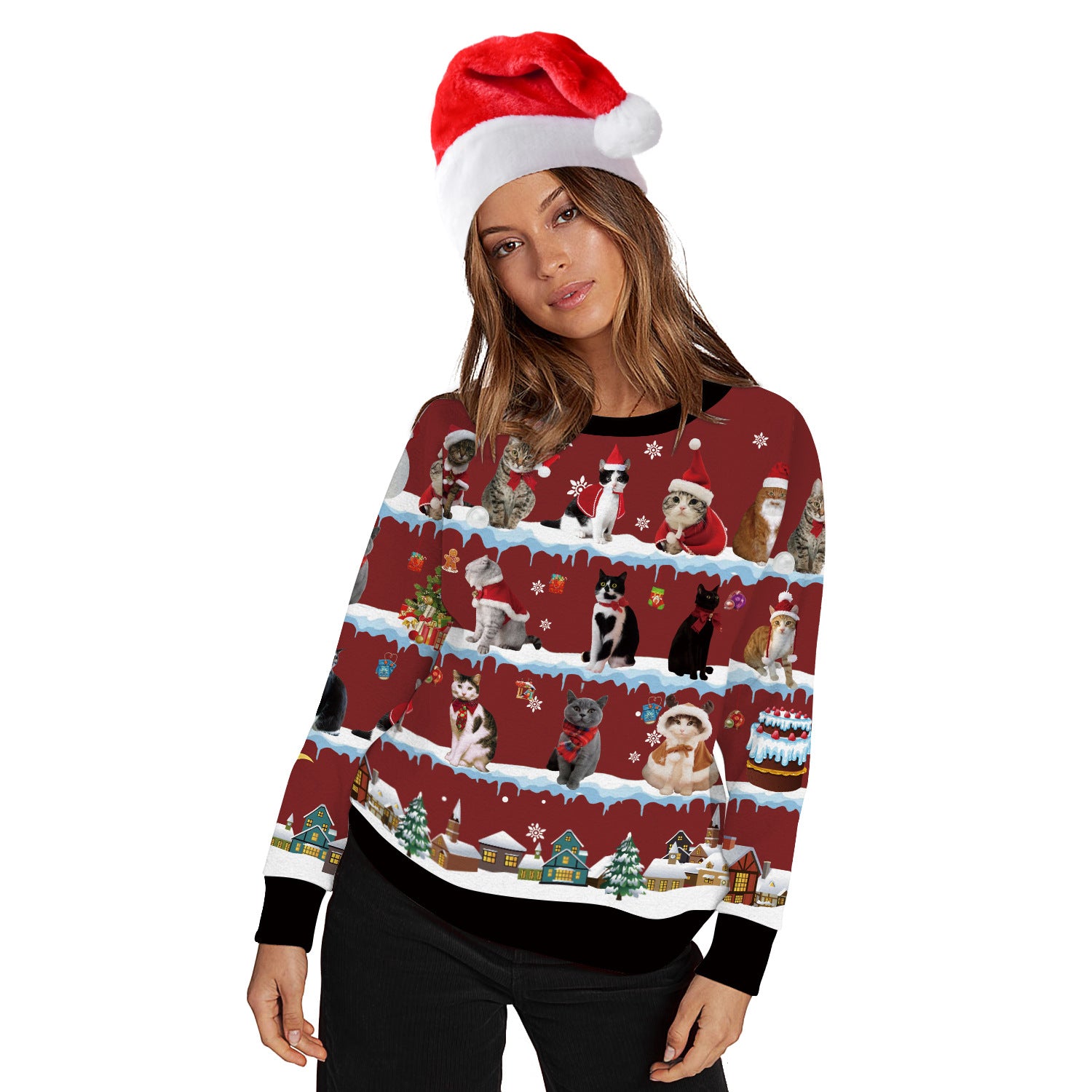 Christmas Cat His-and-hers Hoodies Sweaters-Shirts & Tops-Free Shipping at meselling99
