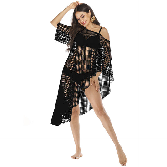 Irregular Off The Shoulder See Through Summer Beach Cover Ups-Swimwear-Free Shipping at meselling99