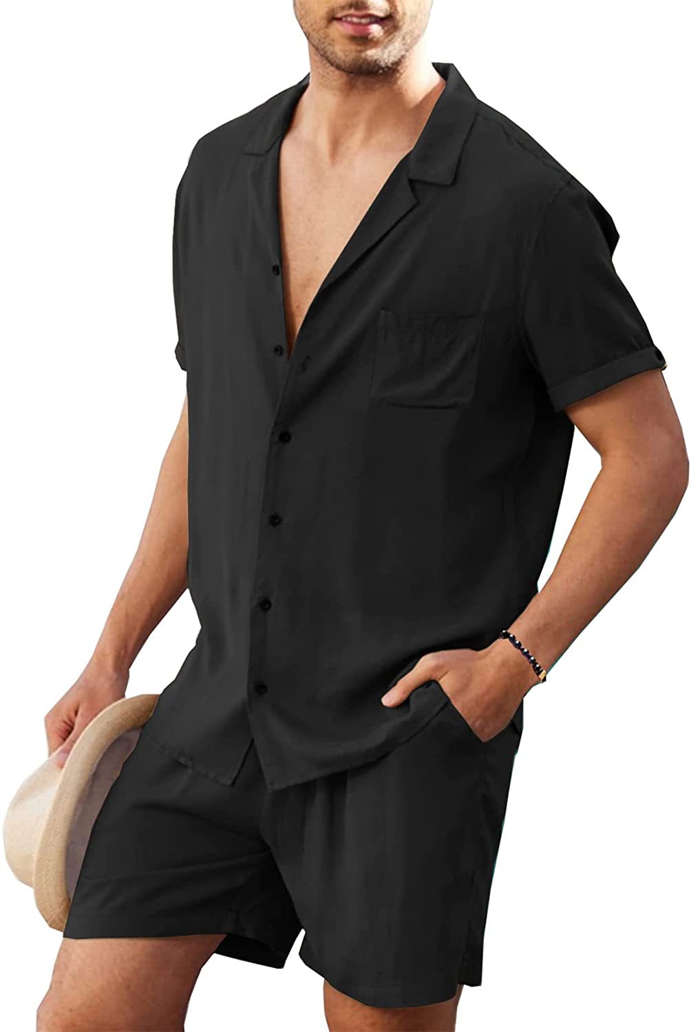 Casual Summer Men's Short Sleeves T Shirts and Shorts-Suits-Black-M-Free Shipping at meselling99