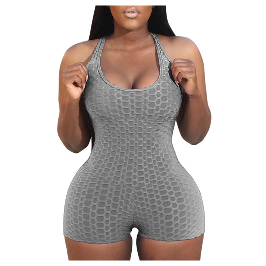 Sexy Halter Sheath Yoga Rompers-Gray-S-Free Shipping at meselling99