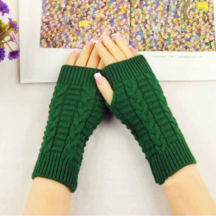 2 Pairs/Set Winter Fingerless Knitted Gloves Keep Warm for Women-Gloves & Mittens-Green-One Size-Free Shipping at meselling99