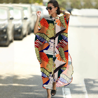 Women Summer Beach Long Dresses-Boho Dresses-Leaf-One Size-Free Shipping at meselling99