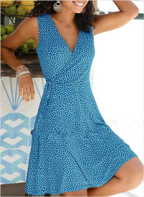 Casual Floral Daily Short Dresses-Maxi Dresses-Blue-S-Free Shipping at meselling99