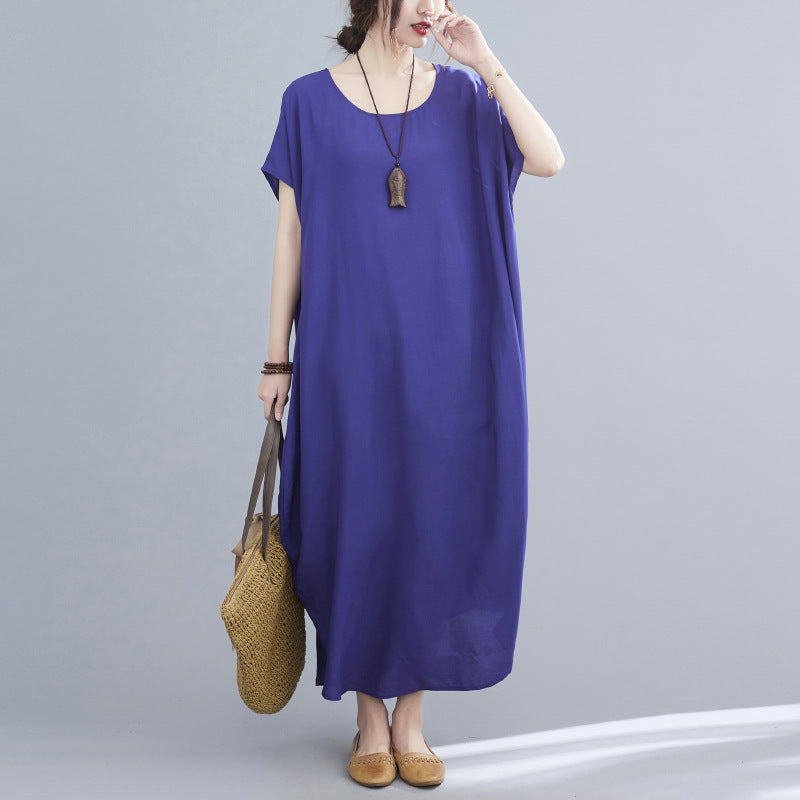 Summer Simple Design Long Cozy Dresses-Dresses-Navy Blue-One Size (45-75KG)-Free Shipping at meselling99