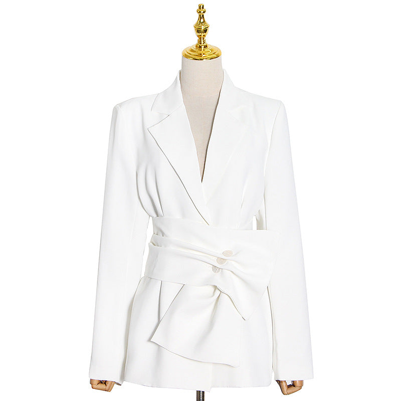 Luxury classsy white blazers with Belt--Free Shipping at meselling99