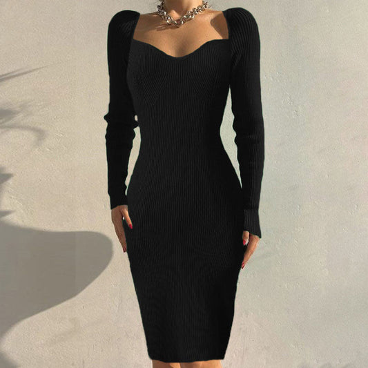 Sexy Sheath Knitted Dresses-Dresses-Black-XS-Free Shipping at meselling99