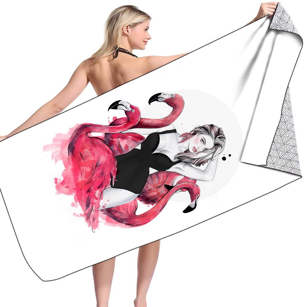 Flamingo Square Beach Towel Quick-drying Towel--Free Shipping at meselling99