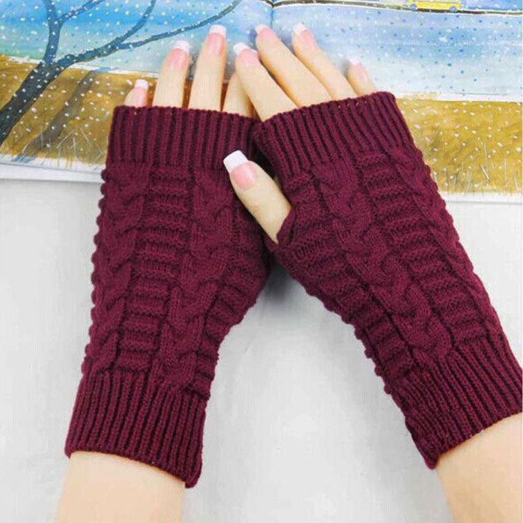 2 Pairs/Set Winter Fingerless Knitted Gloves Keep Warm for Women-Gloves & Mittens-Wine Red-One Size-Free Shipping at meselling99
