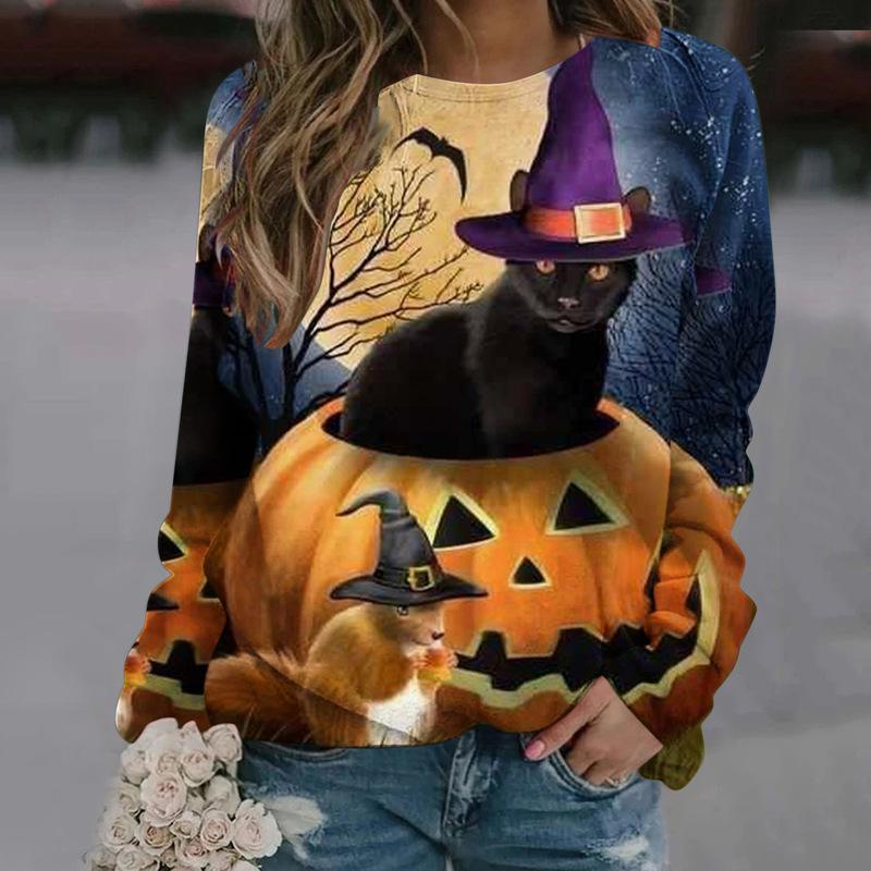 Halloween 3D Pumpkin Print Women Hoodies-Halloween-Blue-S-Free Shipping at meselling99