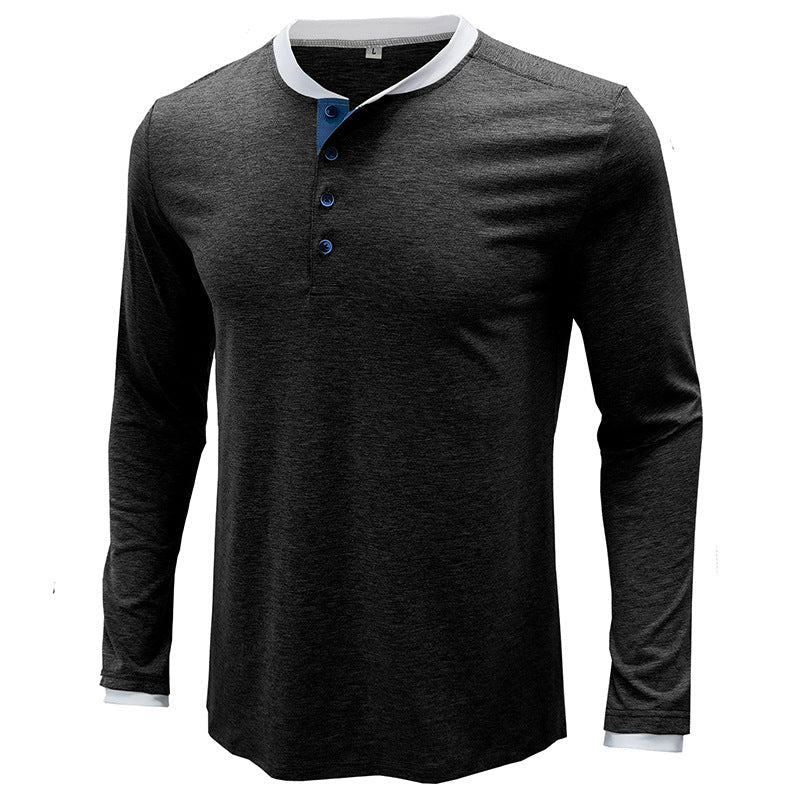 Leisure Fall Long Sleeves T Shirts for Men-Shirts & Tops-Dark Gray-S-Free Shipping at meselling99