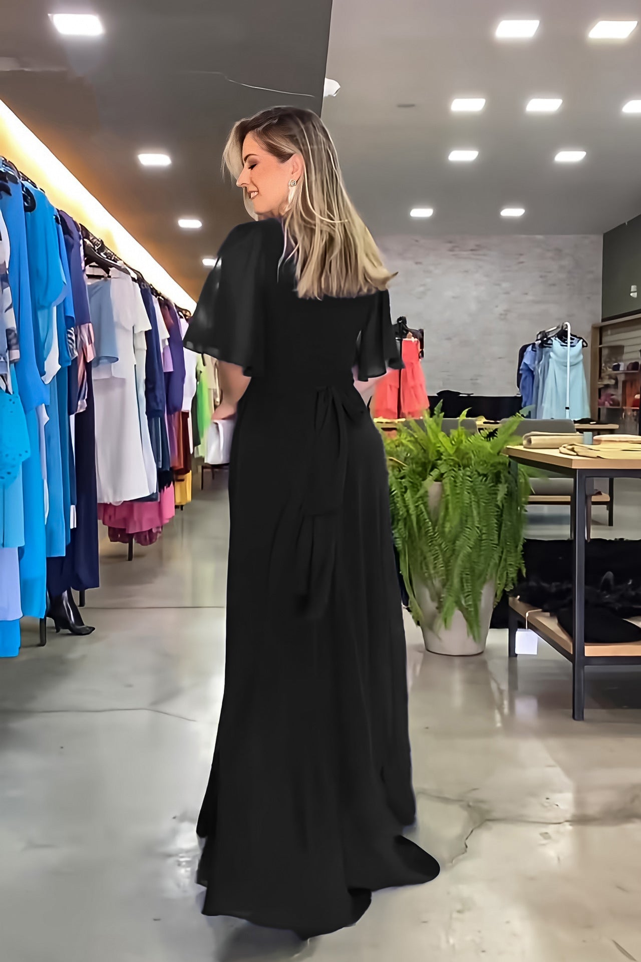 Fashion Chiffon V Neck Long Maxi Dresses-Dresses-Free Shipping at meselling99