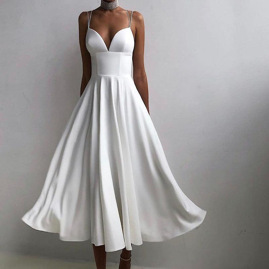 Simple Classy High Waist Summer Dress-Maxi Dresses-White-S-Free Shipping at meselling99