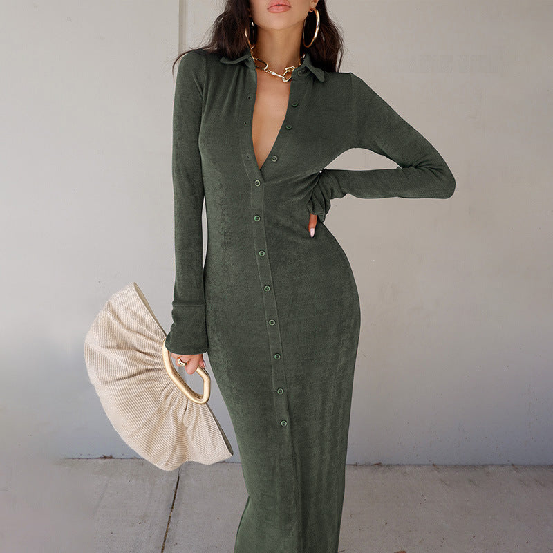 Sexy High Waist Knitted Long Sleeves Split Long Dresses-Dresses-Light Green-S-Free Shipping at meselling99