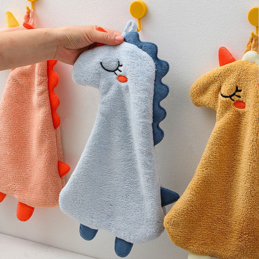 Lovely Dinosaur Design Fleece Washcloths-Bath Towels & Washcloths-3pcs/Set Blue+Yellow+Pink-Free Shipping at meselling99