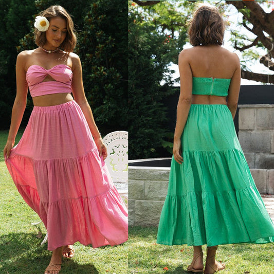 Sexy Women Strapless Tops and Skirts Suits-Dresses-Free Shipping at meselling99