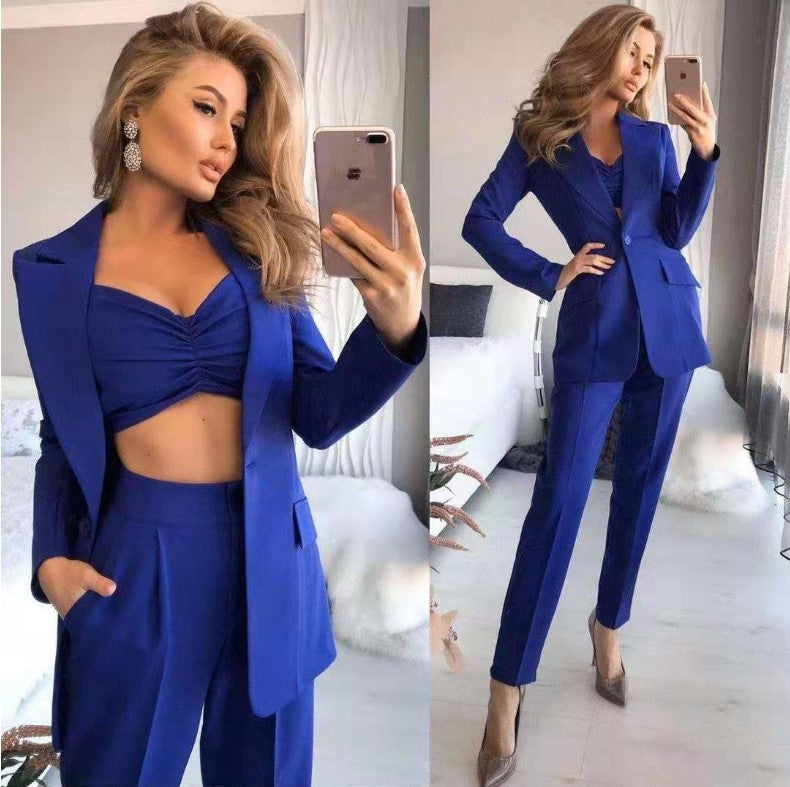 Classy Women Office Lady There Pieces Outfits-Women Suits-Blue-S-Free Shipping at meselling99