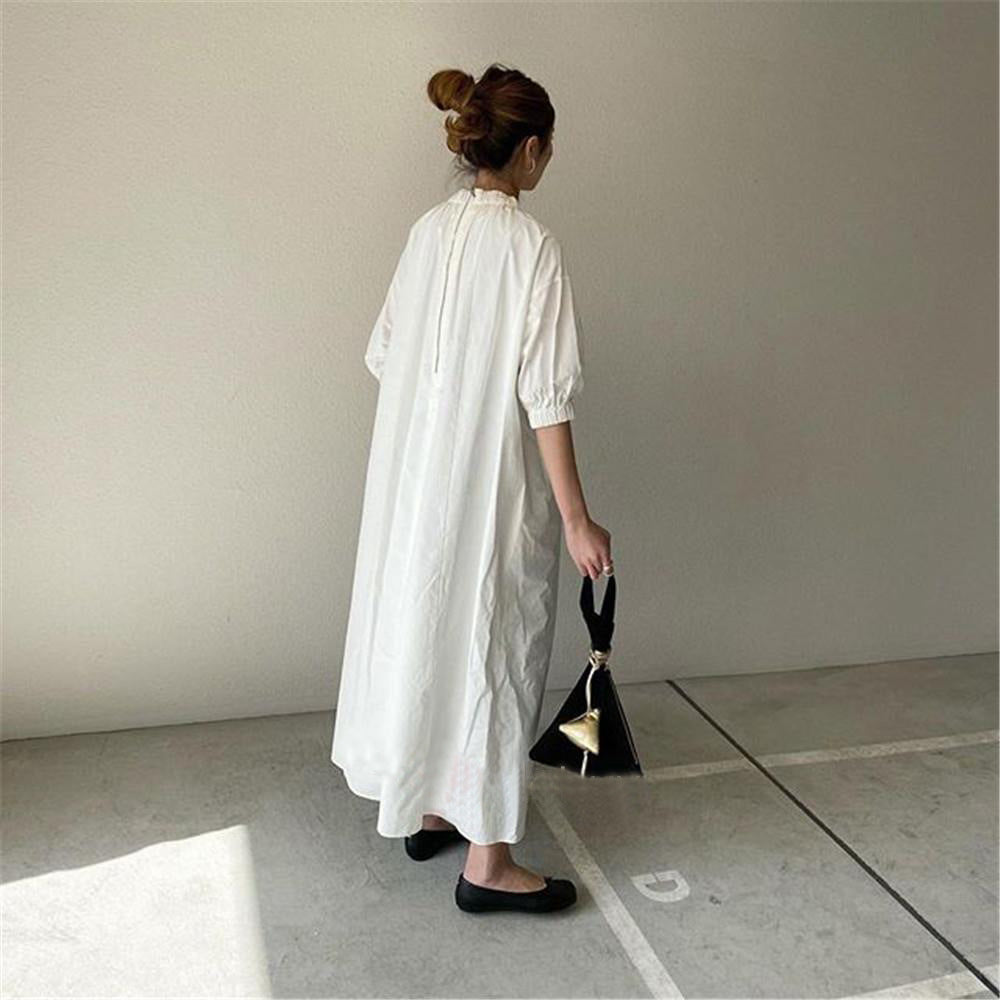 Casual Summer Simple Designed A Line Long Dresses-Dresses-White-One Size-Free Shipping at meselling99