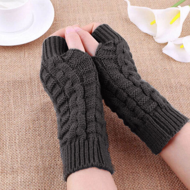 2 Pairs/Set Winter Fingerless Knitted Gloves Keep Warm for Women-Gloves & Mittens-Dark Gray-One Size-Free Shipping at meselling99
