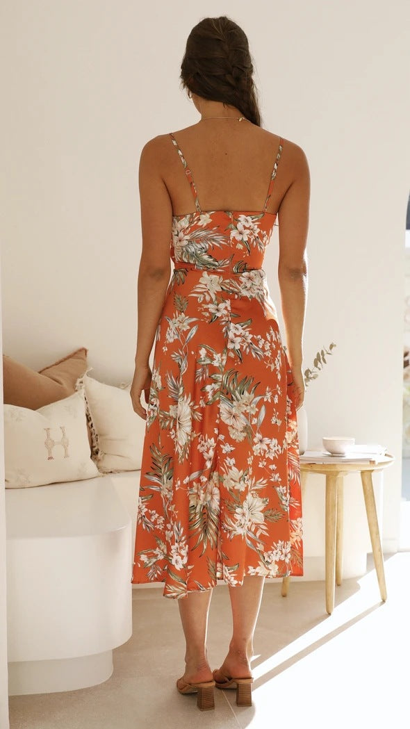 Sweety Summer Floral Print Sleeves Long Dresses-Dresses-Free Shipping at meselling99