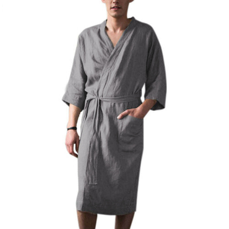 Comfortable Long Robe Homewear for Men-Gray-S-Free Shipping at meselling99