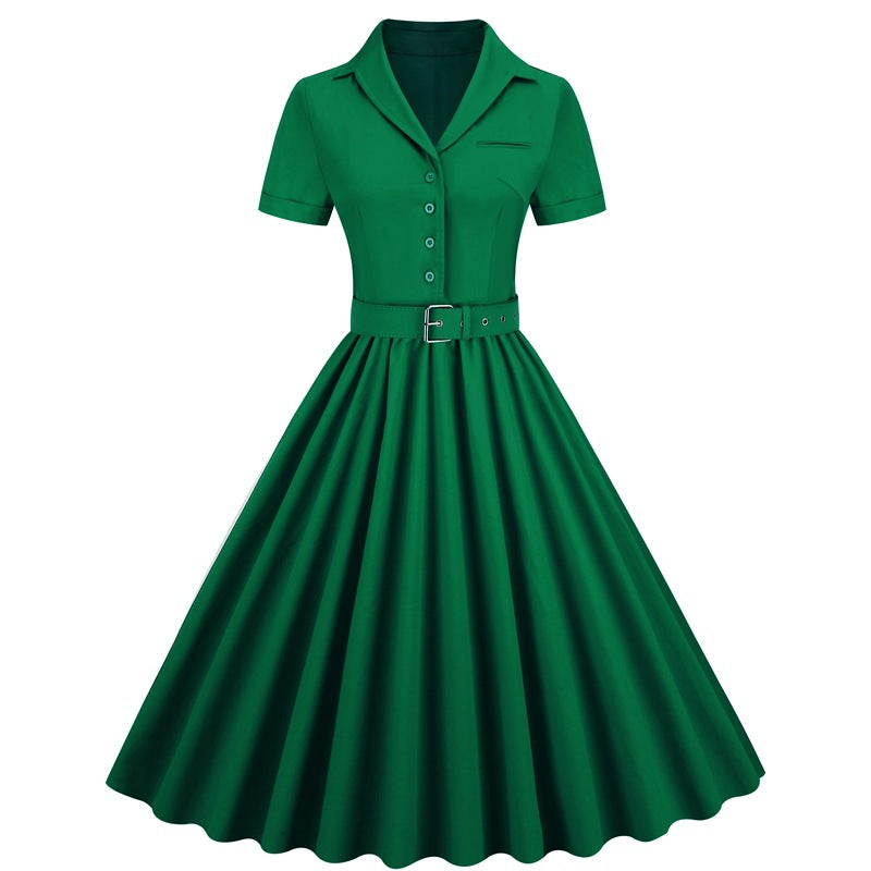 Vintage A Line Dresses for Women-Dresses-Dark Green-S-Free Shipping at meselling99