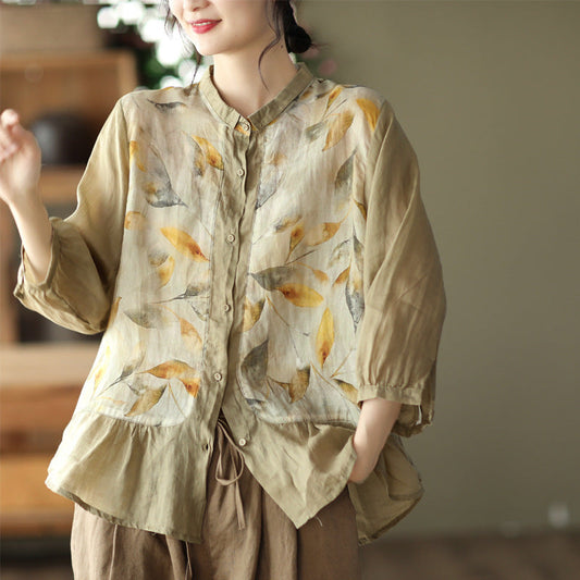 Vintage Flowers Classy Women Long Sleeves Shirts-Shirts & Tops-Free Shipping at meselling99