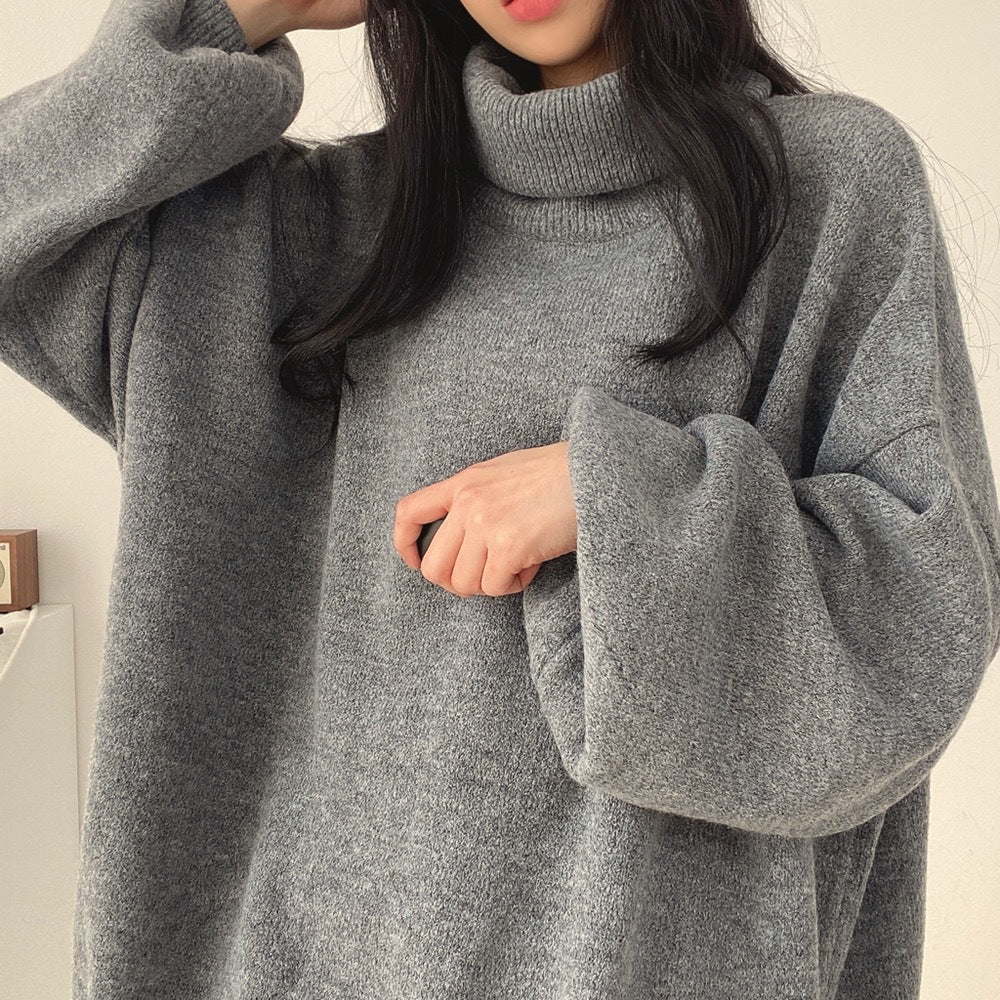 Turtleneck KnittedLong Pullover Sweaters for Women-Sweater&Hoodies-Gray-One Size-Free Shipping at meselling99