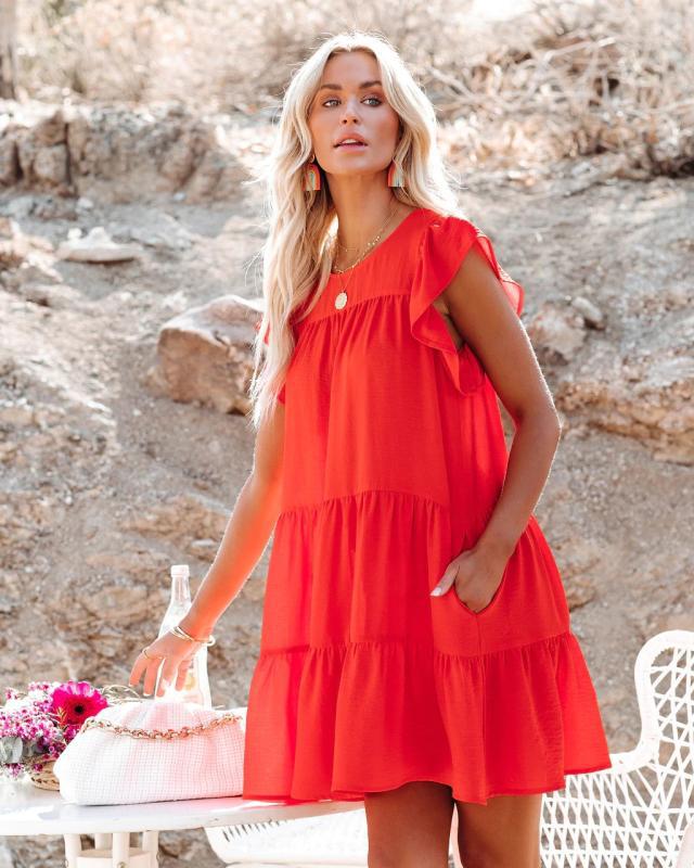 Summer Daily Sun Dresses-Dresses-Orange-S-Free Shipping at meselling99