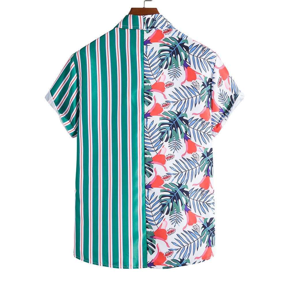 Striped Print Summer Green T Shirts for Men-Shirts & Tops-Free Shipping at meselling99