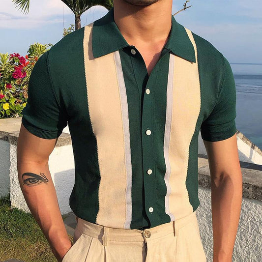 Green Summer Polo T Shirts for Men-Shirts & Tops-Free Shipping at meselling99