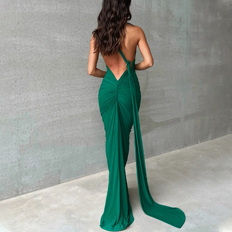 Sexy One Shoulder Sleeveless Long Evening Party Dresses-Dresses-Free Shipping at meselling99