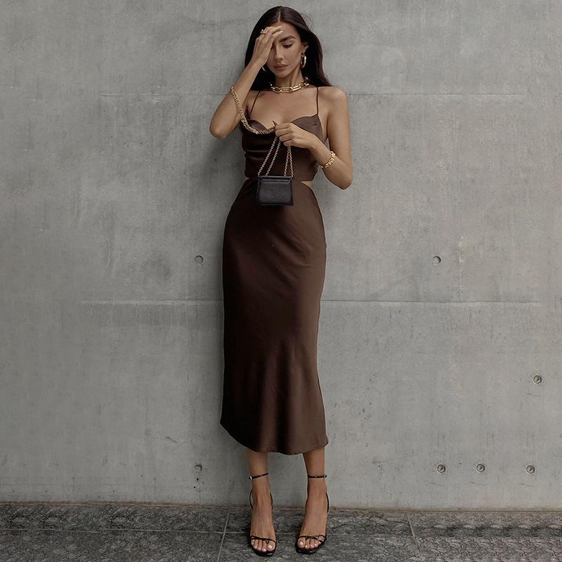 Sexy Backless Bandage Summer Slip Dresses-Dresses-Brown-S-Free Shipping at meselling99