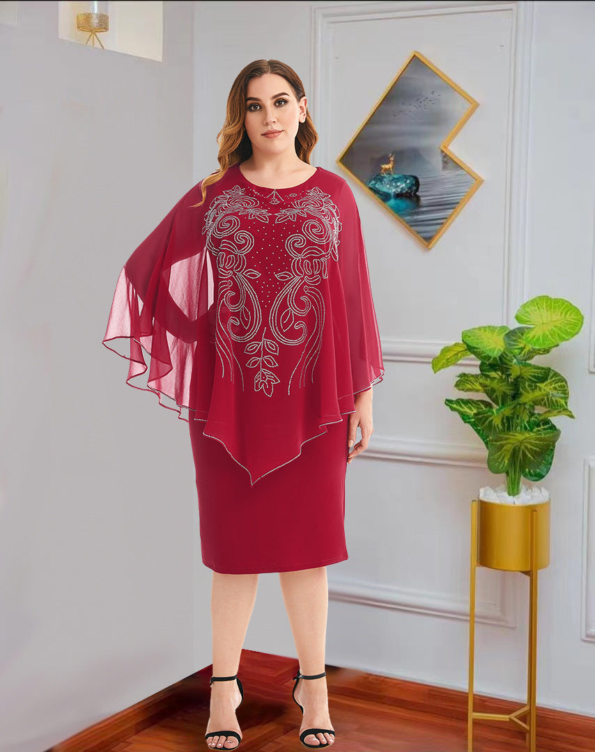 Fashion Chiffon Plus Sizes Dresses-Dresses-Red-L-Free Shipping at meselling99