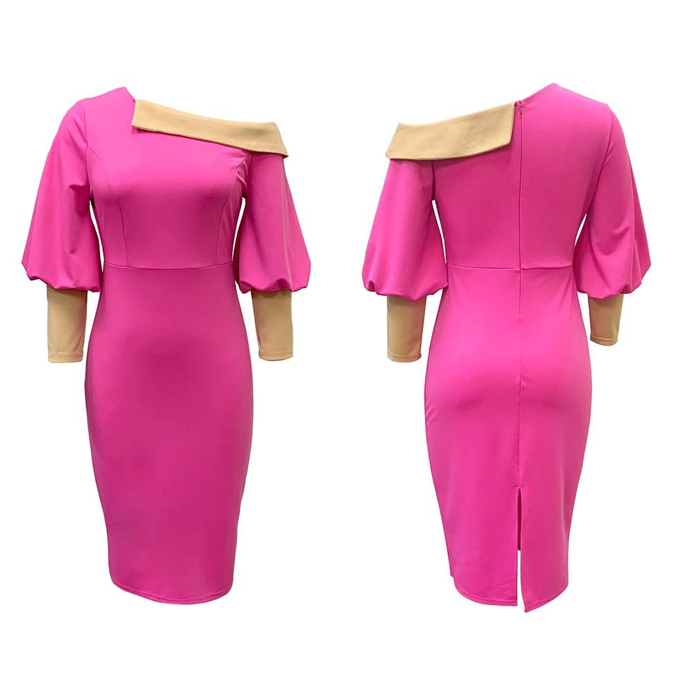 Sexy Office Lady Plus Sizes Dresses-Dresses-Rose Red-S-Free Shipping at meselling99