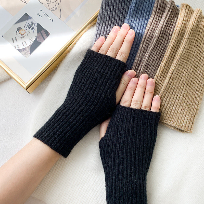 2 pairs/Set Winter Warm Figerless Knitted Gloves-Gloves & Mittens-Black-1-One Size-Free Shipping at meselling99