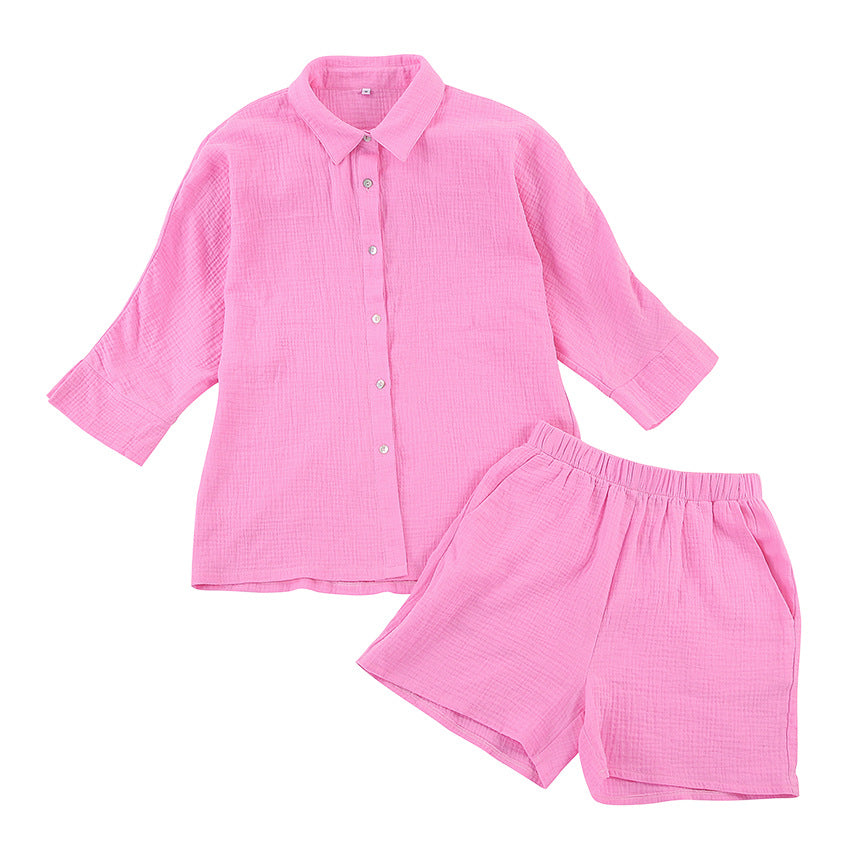 Fashion 100% Cotton Shirts & Shorts Two Pieces Sets-Suits-Free Shipping at meselling99