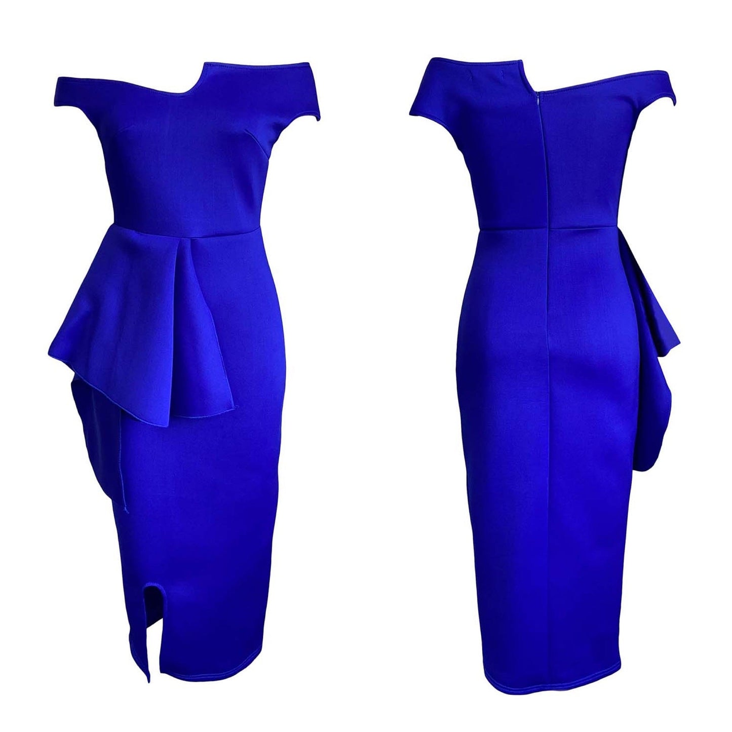 Fashion High Waist Plus Sizes Midi Party Dresses-Dresses-Blue-S-Free Shipping at meselling99