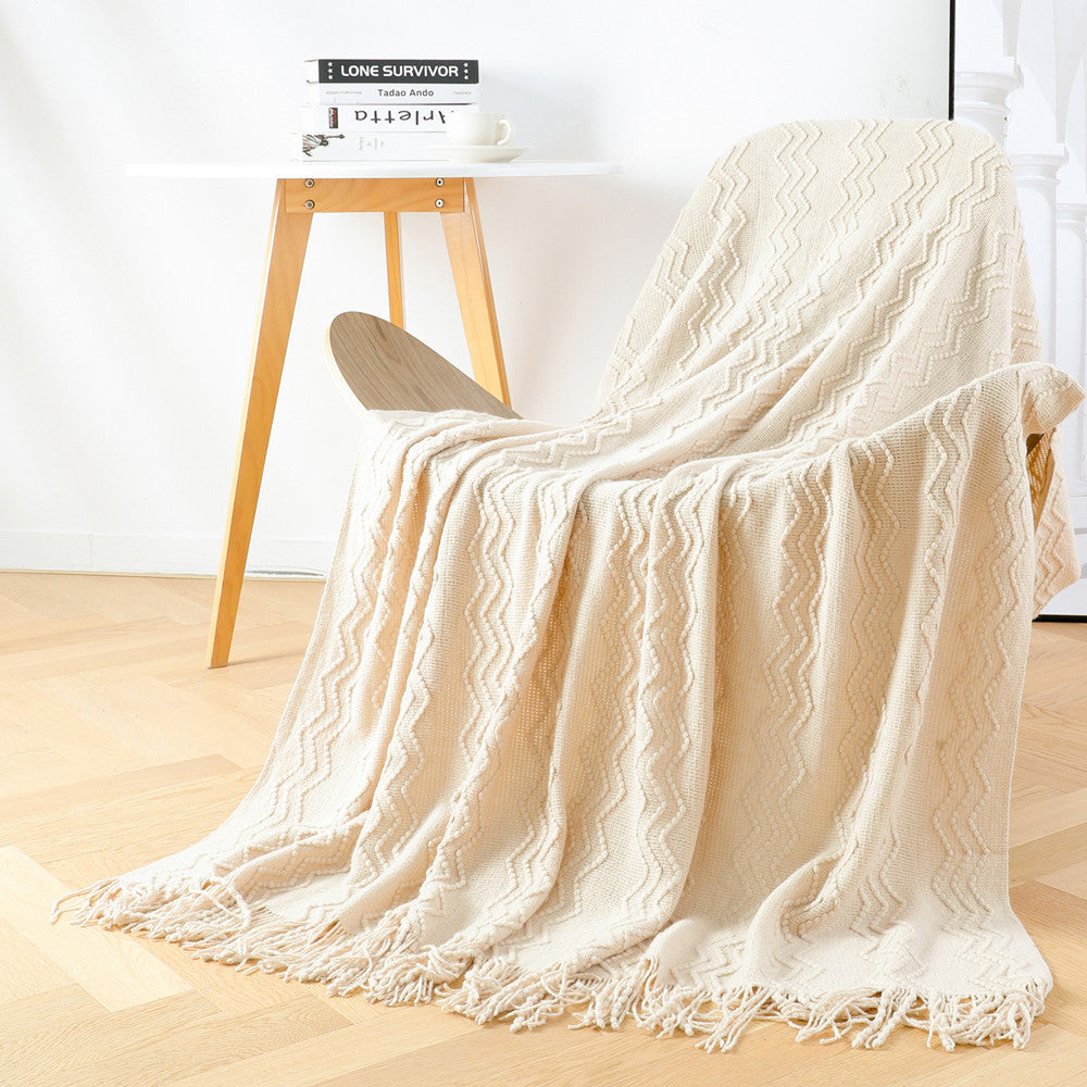 Leisure Soft Bedding Side Knitting Blanket-Khaki-127*152+15CM-Free Shipping at meselling99